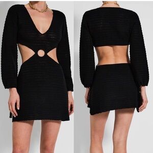 Devon Windsor Fallon Dress Crochet Cut Out Ring Coverup in Black- Size XS